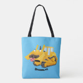 Cute yellow bulldozer cartoon tote bag (Achterkant)