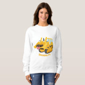 Cute yellow bulldozer cartoon trui (Voorkant volledig)