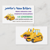 Cute yellow bulldozer cartoon visitekaartje (Voorkant / Achterkant)
