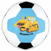 Cute yellow bulldozer cartoon voetbal (Voorkant)