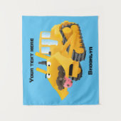 Cute yellow bulldozer cartoon wandkleed (Voorkant)