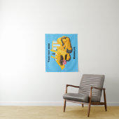 Cute yellow bulldozer cartoon wandkleed (In situ)