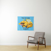 Cute yellow bulldozer cartoon wandkleed (In Situ (horizontaal))