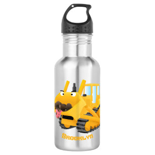 Cute yellow bulldozer cartoon waterfles