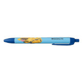Cute yellow bulldozer cartoon zwarte inkt pen (Bodem)