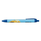 Cute yellow bulldozer cartoon zwarte inkt pen (Bovenkant)