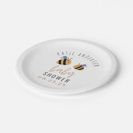 Cute Yellow Bumble bee Baby shower Papieren Bordje (Gekanteld)