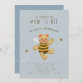 Cute Yellow Bumble bee Beer Invitation Kaart (Voorkant / Achterkant)