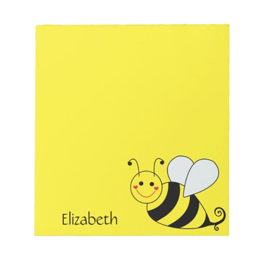 Cute Yellow Bumble Bee, gepersonaliseerd Notitieblok (Voorkant)
