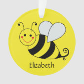 Cute Yellow Bumble Bee, gepersonaliseerd Ornament (voorkant)