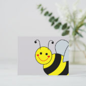 Cute Yellow Bumble Bee Grey Briefkaart (Staand voorkant)