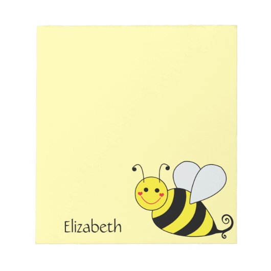 Cute Yellow Bumble bee personaliseren Notitieblok (Voorkant)
