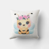 Cute Yellow Bumble Bee roze Roses Sierkussen (Achterkant)