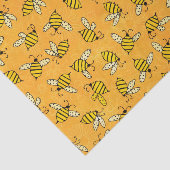 Cute Yellow Bumblebeien op Oranje patroon Tissuepapier (Detail)