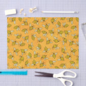 Cute Yellow Bumblebeien op Oranje patroon Tissuepapier (Craft)