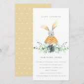Cute Yellow Bunny Garden Fauna Baby shower Invite Bedankkaart (Voorkant / Achterkant)