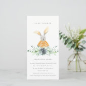 Cute Yellow Bunny Garden Fauna Baby shower Invite Bedankkaart (Staand voorkant)