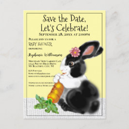 Cute Yellow Bunny Save Date Baby shower Aankondigingskaart