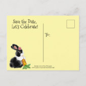 Cute Yellow Bunny Save Date Baby shower Aankondigingskaart (Achterkant)
