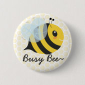 Cute Yellow Busy Bee met Honeycomb-patroon Ronde Button 5,7 Cm (Voorkant)