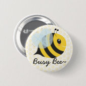 Cute Yellow Busy Bee met Honeycomb-patroon Ronde Button 5,7 Cm (Voorkant /achterkant)