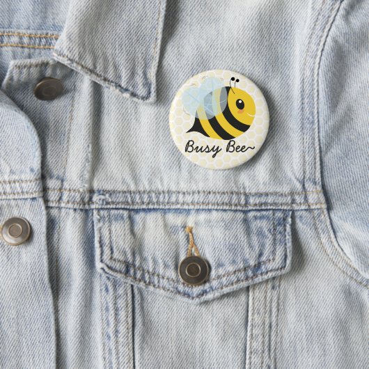 Cute Yellow Busy Bee met Honeycomb-patroon Ronde Button 5,7 Cm (In situ)