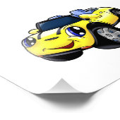 Cute yellow car cartoon|Kies achtergrondkleur Foto Afdruk (Hoek)