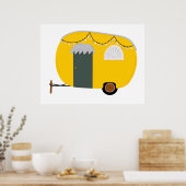 Cute Yellow Caravan Poster (Keuken)
