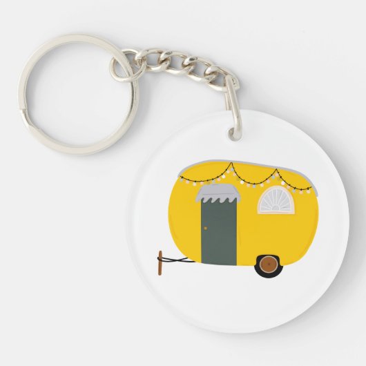 Cute Yellow Caravan Sleutelhanger (Voorkant)