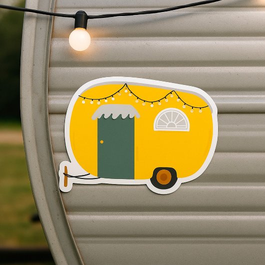Cute Yellow Caravan Vierkante Sticker