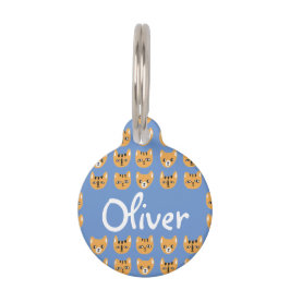 Cute Yellow Cat Head Pattern  Name Pet Huisdierpenning