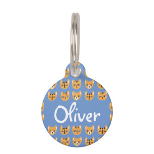 Cute Yellow Cat Head Pattern Name Pet Huisdierpenning