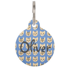 Cute Yellow Cat Head Pattern  Name Pet Huisdierpenning