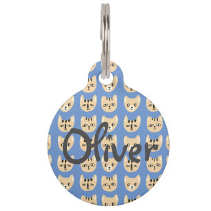 Cute Yellow Cat Head Pattern Name Pet Huisdierpenning