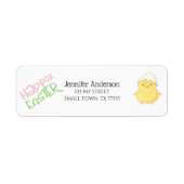 Cute Yellow Chick Happy Paasroze groen adres Etiket (Voorkant)