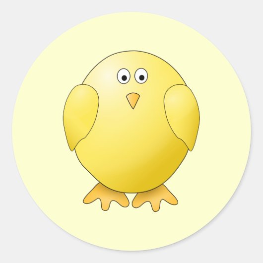 Cute Yellow Chick. Kleine vogel. Ronde Sticker (Voorkant)
