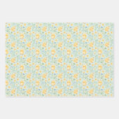 Cute Yellow Chicks and Flowers Pattern Inpakpapier Vel (Voorkant)