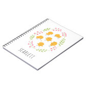 Cute Yellow Chicks Floral Wreated Notitieboek (Linkerzijde)