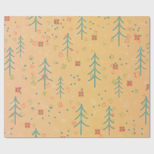 Cute Yellow Christmas Cadeaupapier (Vlak)