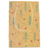 Cute Yellow Christmas Medium Cadeauzakje (Voorkant)