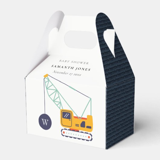 Cute Yellow Construction Crane Vehicle Baby shower Bedankdoosjes