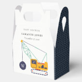 Cute Yellow Construction Crane Vehicle Baby shower Bedankdoosjes (Geopend)