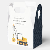 Cute Yellow Construction Crane Vehicle Baby shower Bedankdoosjes (Geopend)