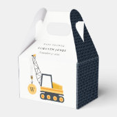 Cute Yellow Construction Crane Vehicle Baby shower Bedankdoosjes (Voorkant Zijde)