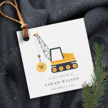 Cute Yellow Construction Crane Vehicle Baby shower