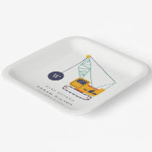 Cute Yellow Construction Crane Vehicle Baby shower Papieren Bordje (Gebogen)