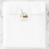 Cute Yellow Construction Crane Vehicle Baby shower Vierkante Sticker (Tas)