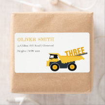 Cute Yellow Construction Dump Truck Address