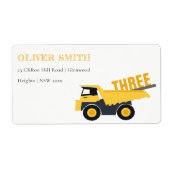Cute Yellow Construction Dump Truck Address Etiket (Voorkant)