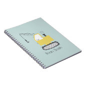 Cute Yellow Crane Illustration Custom Name Notitieboek (Rechterzijde)